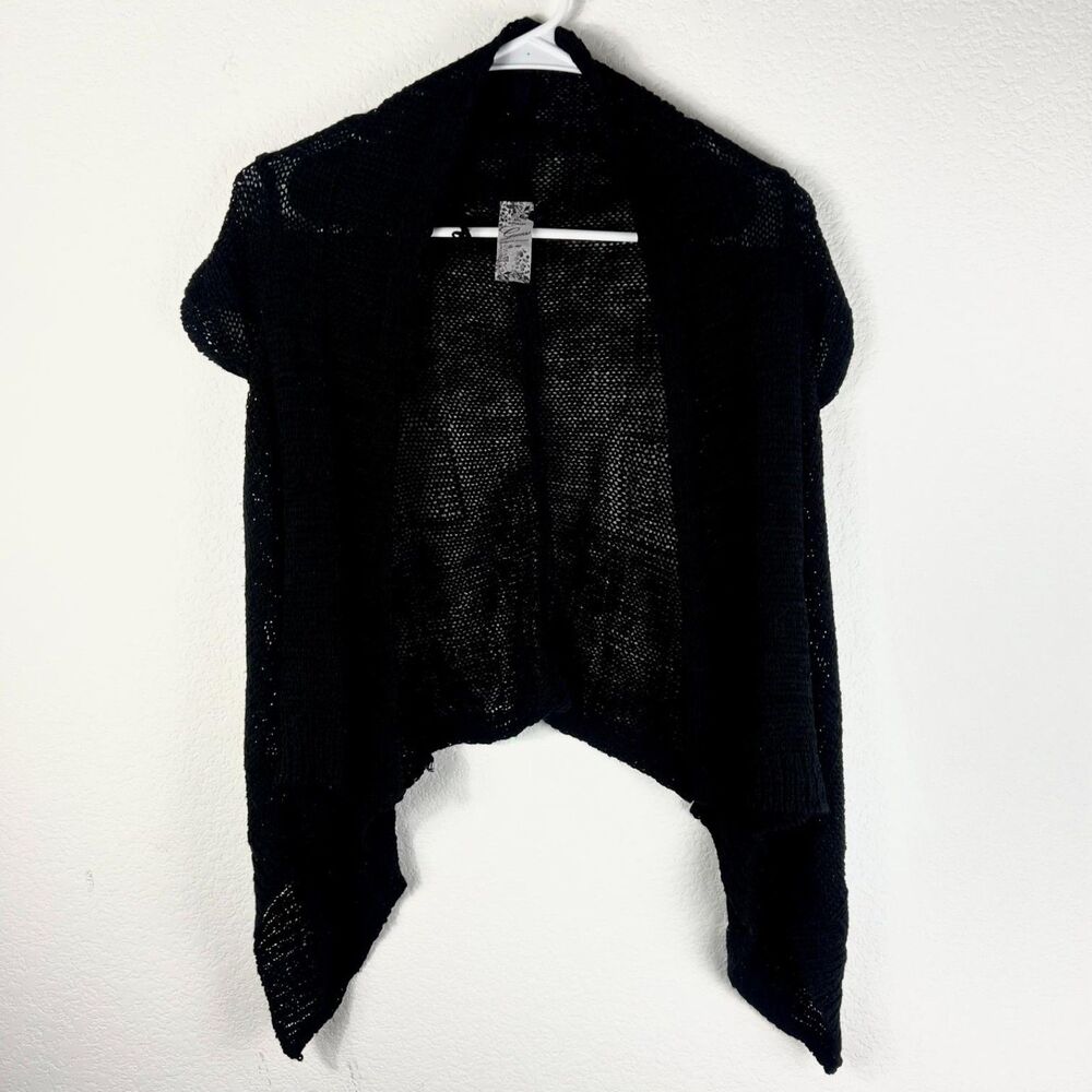 Vintage Guess Jeans Black Open-Knit Cardigan XS Y2K grunge boho 90s minimalist
